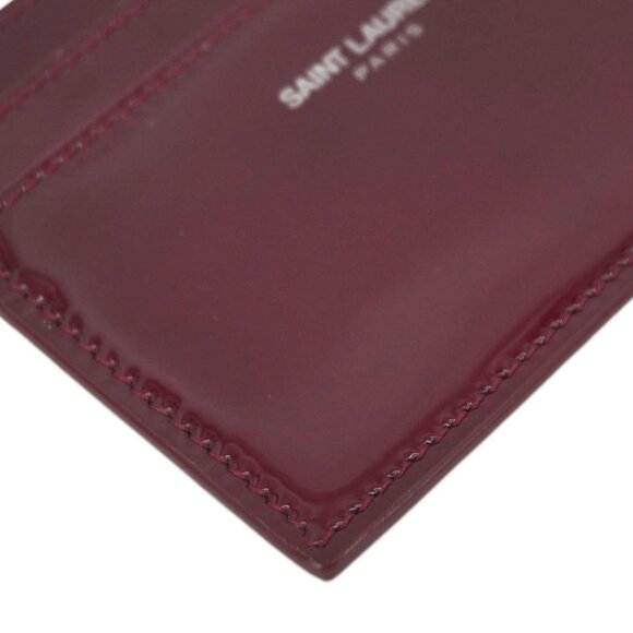 Yves Saint Laurent  Cassandra Leather Card Holder Burgundy - Picture 6 of 12